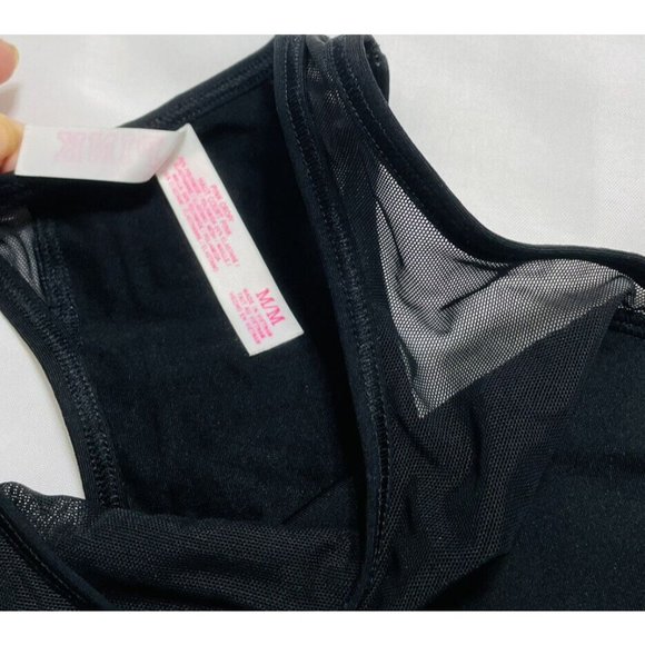 Victoria's Secret PINK Mesh Crop Sports Bra Tank Black And White Size Medium - Picture 6 of 7